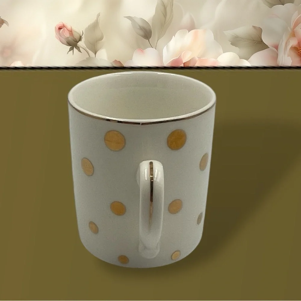 GRACE TEAWARE White Gold Polka Dots 4 Piece Tea DEMITASSE ESPRESSO Set